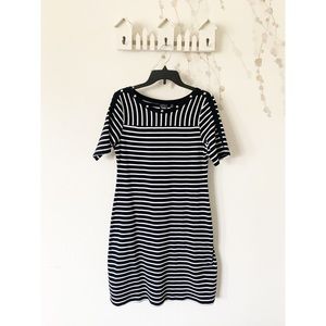 Rafaella Short Sleeve Stripe Black and White Dress